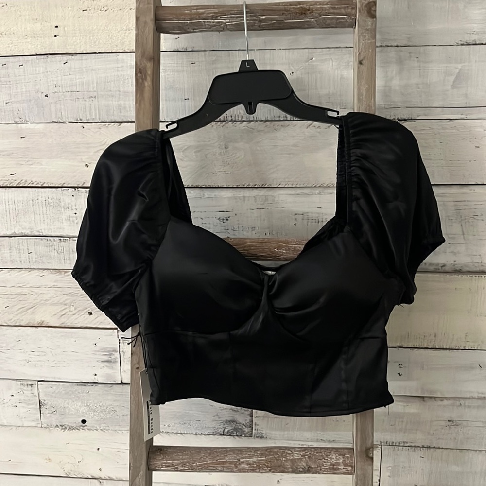 Adorable Satin crop top! Size L BNWT